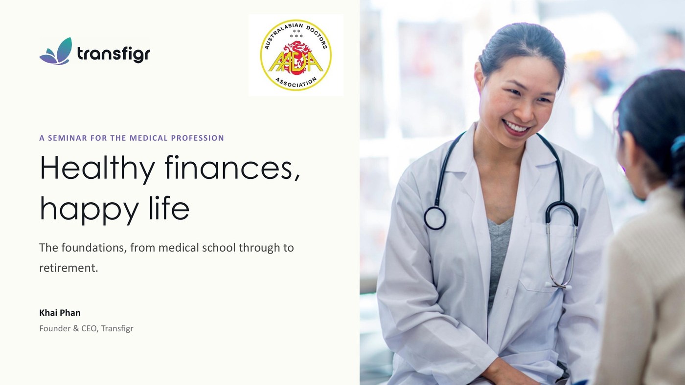 Opening slide of the Healthy finances, happy life seminar
