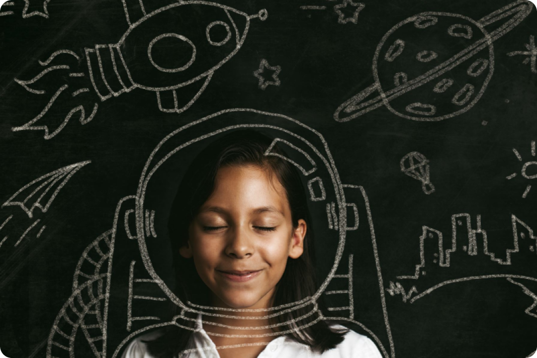 Little girl astronaut doodle