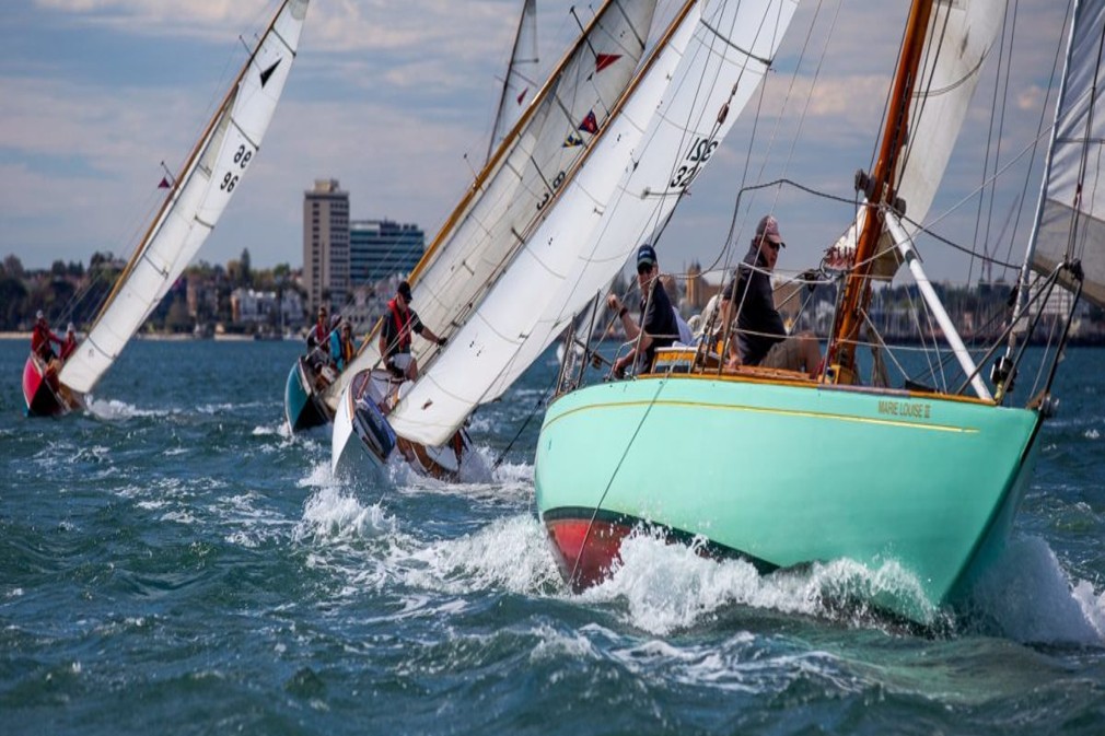 Classic couta boats racing on Port Phillip, Marie Louise II leading