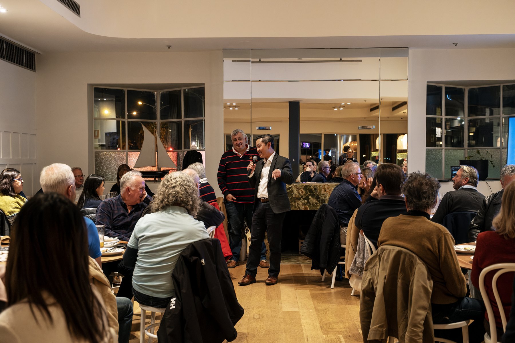 A Transfigr member evening under way in the Royal Melbourne Yacht Squadron dining room