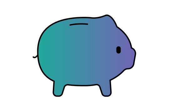 Illustration of a piggy bank in a purple-to-teal gradient